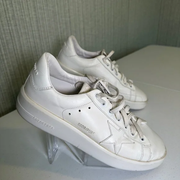 Golden Goose Purestar (GGDB/PURE) White Leather Sneakers, Size 9.5 - Picture 10 of 15